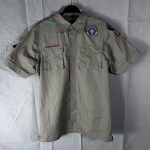 Boy Scouts of America Uniform Shirt Adult Small Khaki Short Sleeve Patches BSA